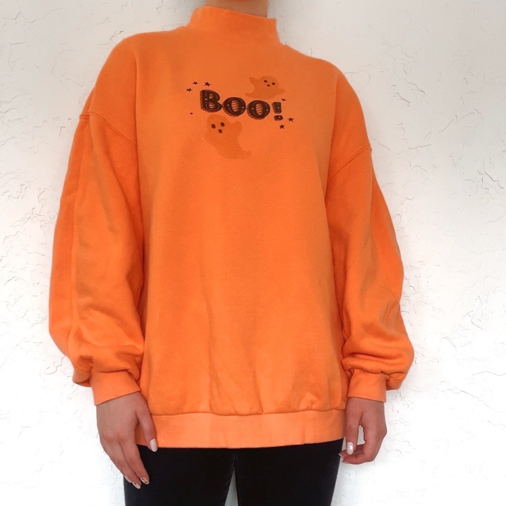 Orange “Boo” Oversized Mock Neck